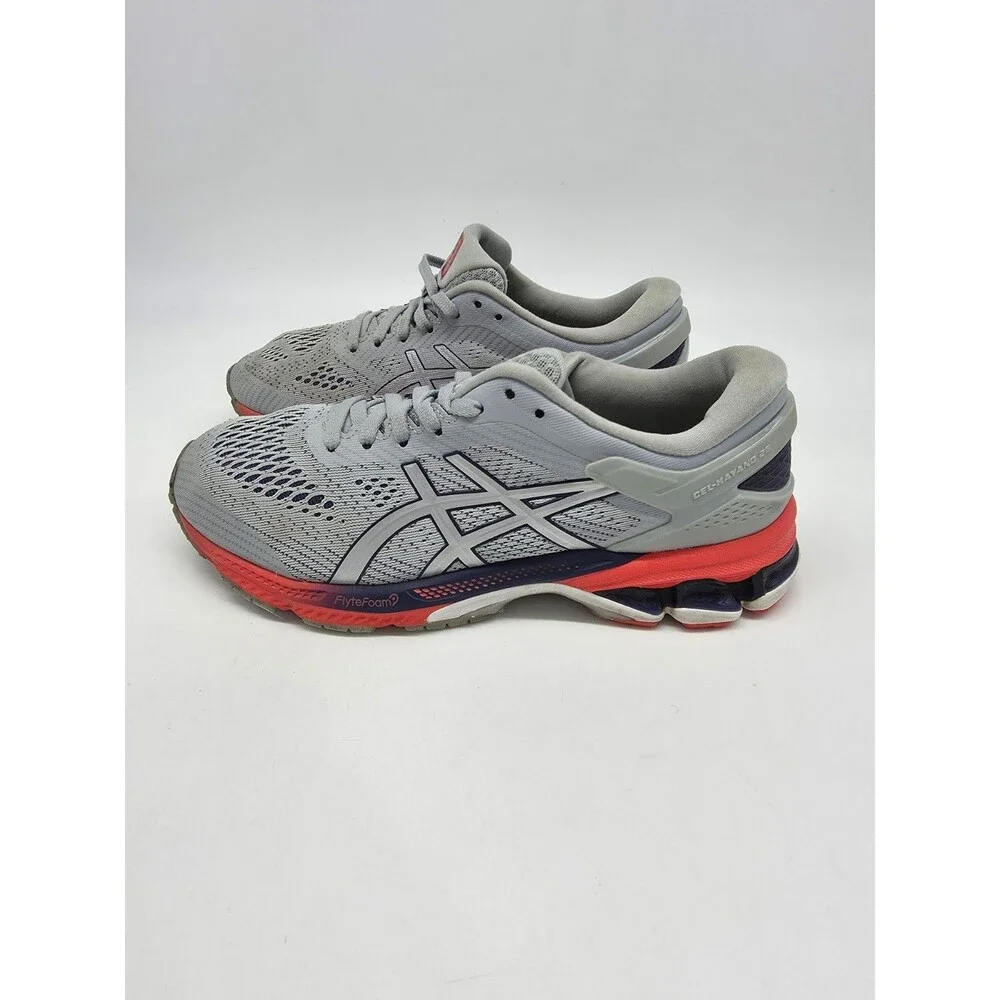 ASICS GEL Kayano 25 Running Shoes Women Size 8 Grey Coral Mesh FlyteFoam